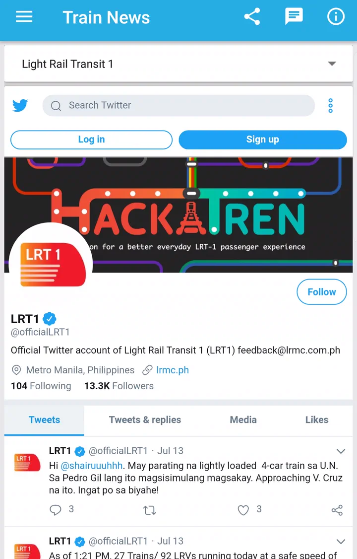 The embedded official LRT-1 operator feed